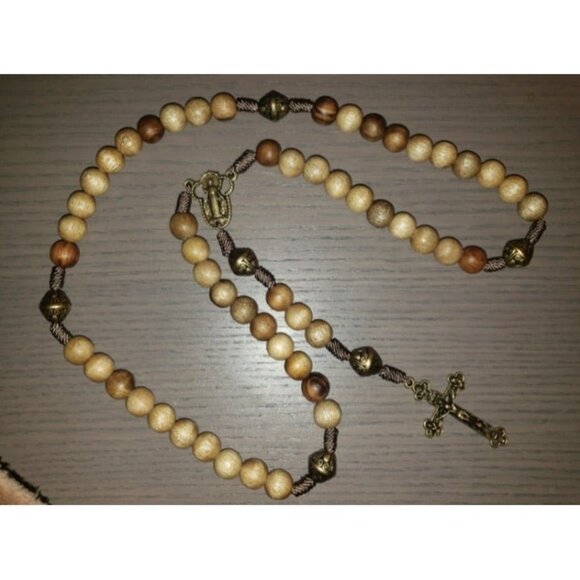 Our Father Solid Wooden Rosary Beads (Handmade - Brazilian Walnut) - Picture 1 of 4